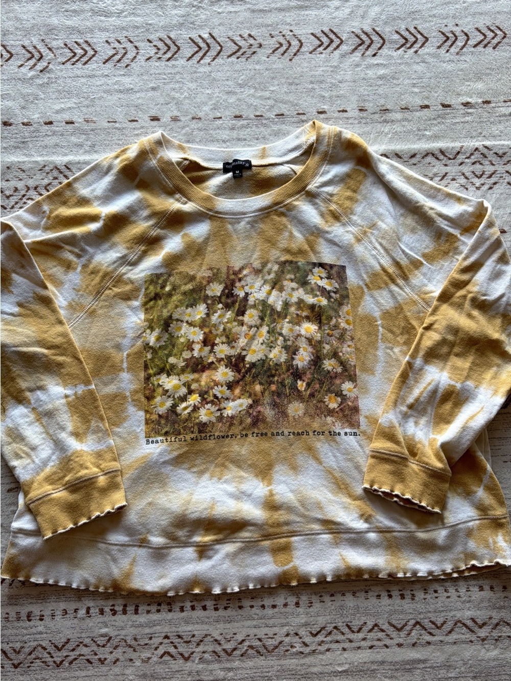 Dry Goods Yellow and White Tie-Dye Wildflower Sweatshirt